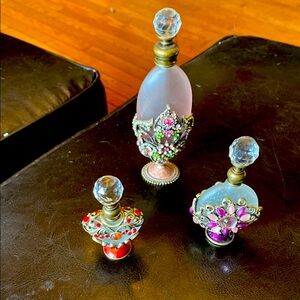 Ornate Perfume Bottles with Crystal Tops